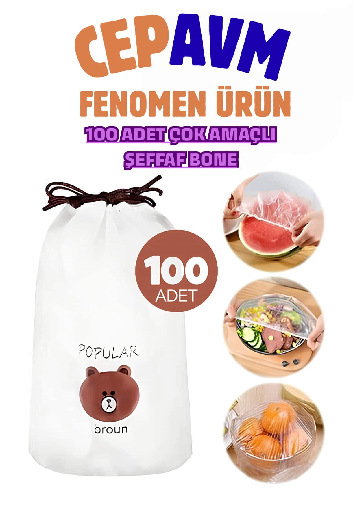 Gıda Saklama Tabak Bonesi 100 Lü Fenomen Ürün